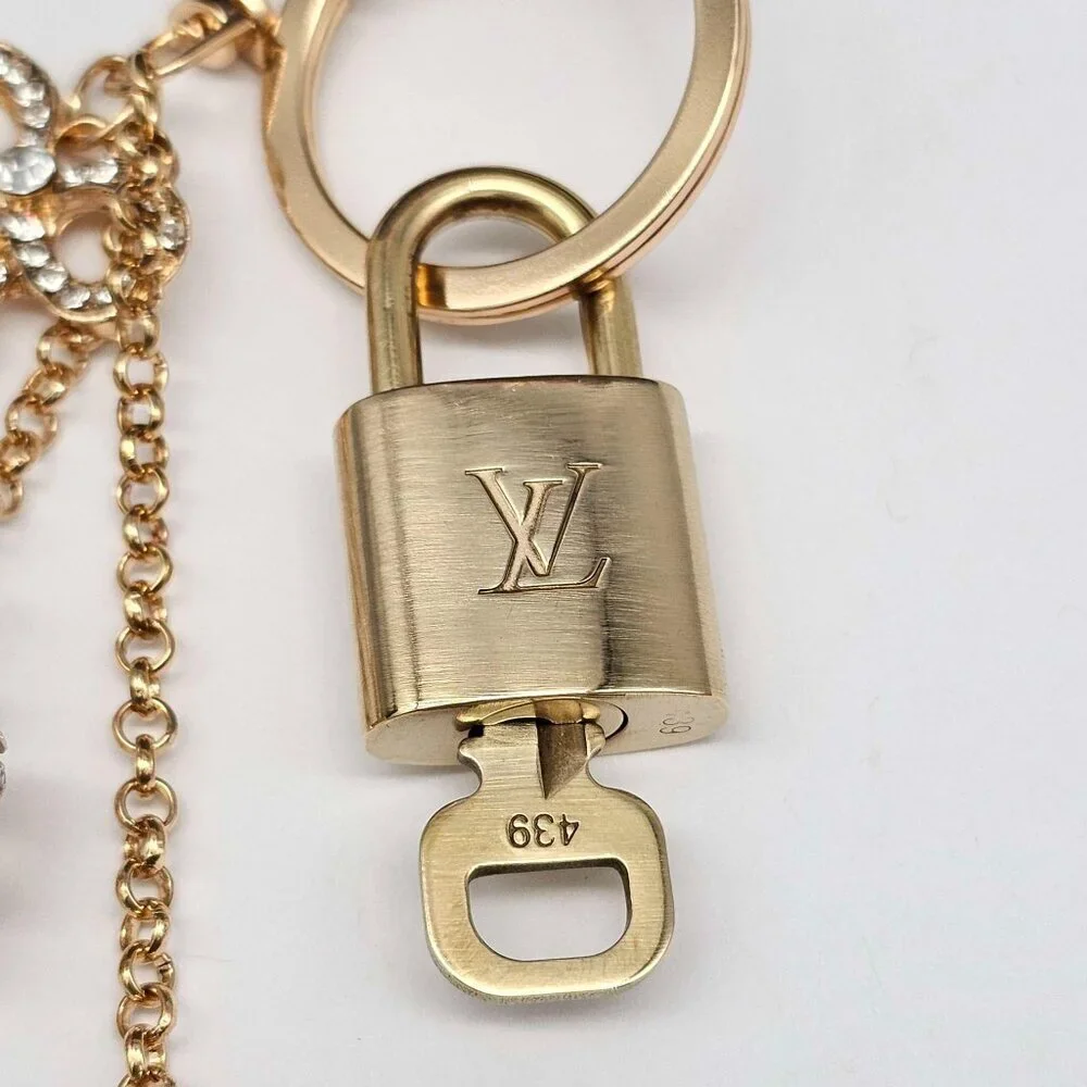 LV Gold Padlock 🔑 Authentic Louis Vuitton Charm + Unbranded Flower Keychain